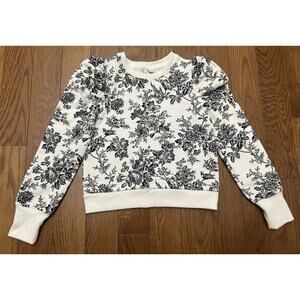 NWT Janie and Jack Floral Black White Toile Puff Sleeve Shirt Sweatshirt Size 10